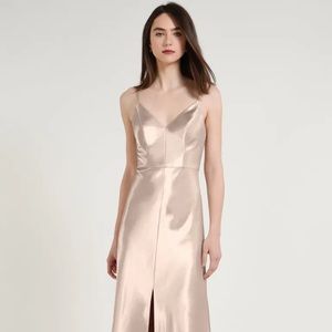 Jenny Yoo Petal Satin Back Crepe Dina Dress